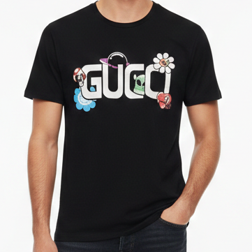 Exclusive Premium  Brand  Black Graphic Logo T-Shirt for Men