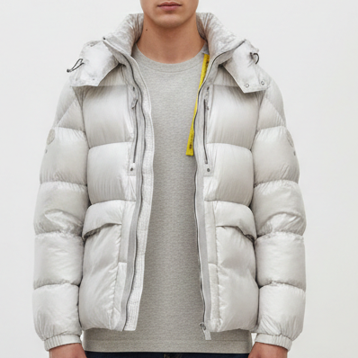 Luxury  White Hooded Down Padded Jacket