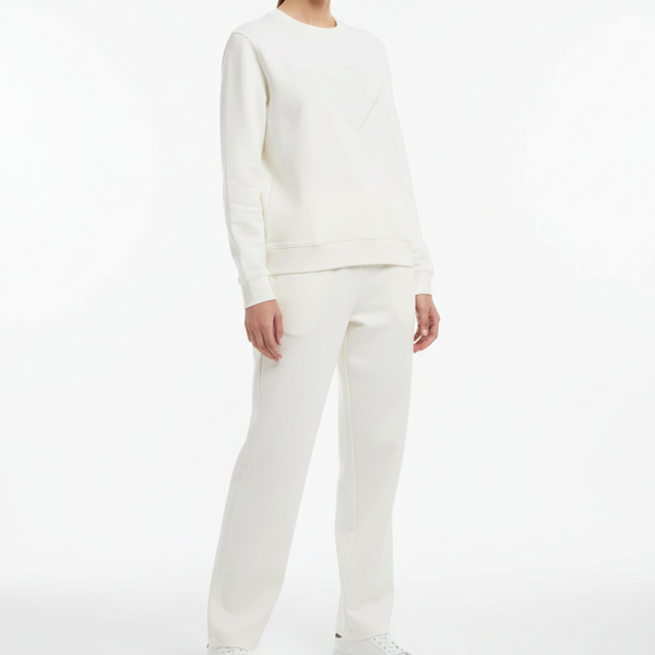 Premium White Sweatshirt & Jogger Set with Elegant Minimal Design