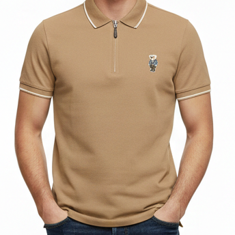 Polo Bear Zip-Neck Polo T-Shirt  Smart Casual with Signature Charm