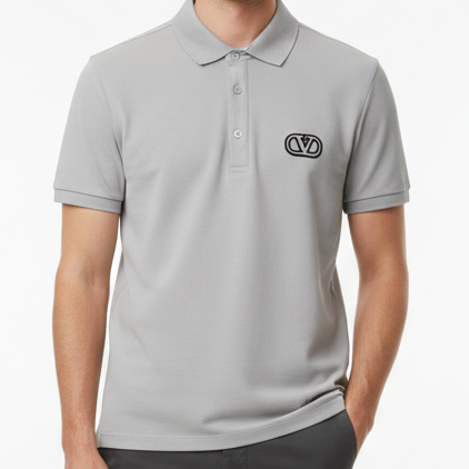 Men’s Premium Grey Polo T-Shirt Minimal Logo, Modern Classic Style