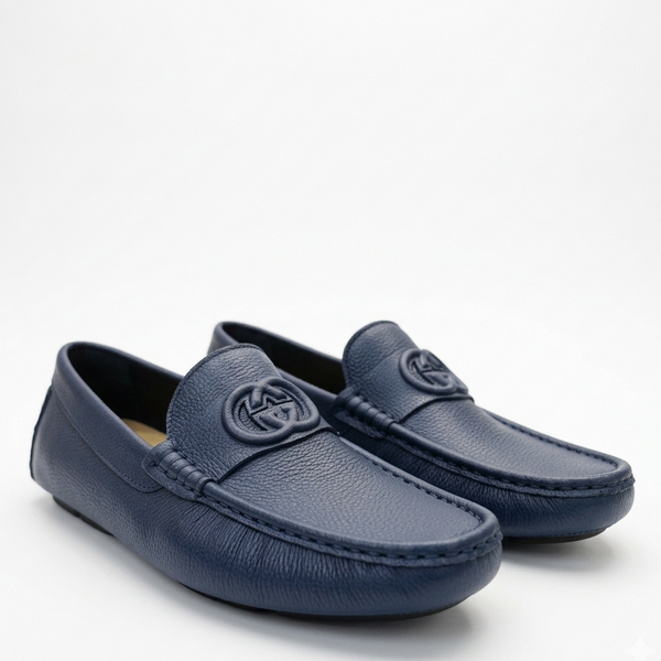 Luxury Navy Leather Loafers  Elegant Slip-On Comfort Shoes