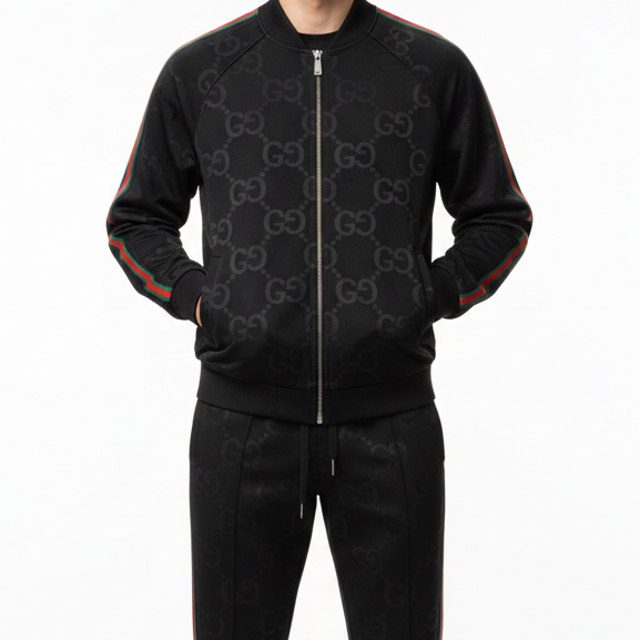 Luxury GG Monogram Tracksuit Red & Green Stripe Edition