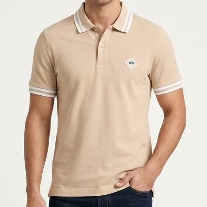 Premium Men’s Beige Polo T-Shirt with Contrast Trim