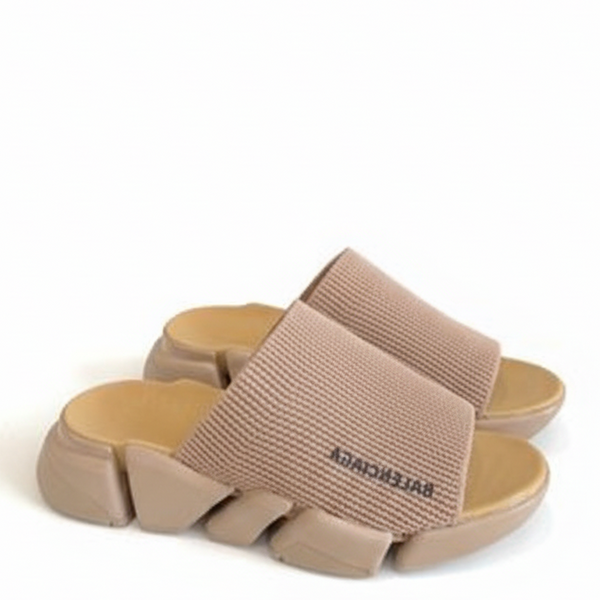 Branded  Knit Strap Chunky Slide Sandals