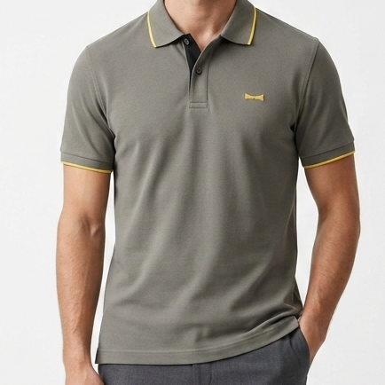 Premium Men’s Olive Grey Polo T-Shirt with Contrast Collar