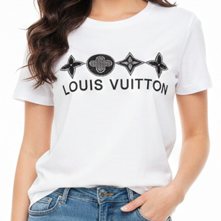 Luxury Elegant White Designer Logo T-Shirt for Women