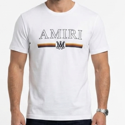 Premium  Men’s White Printed T-Shirt Stylish Casual Round Neck Tee