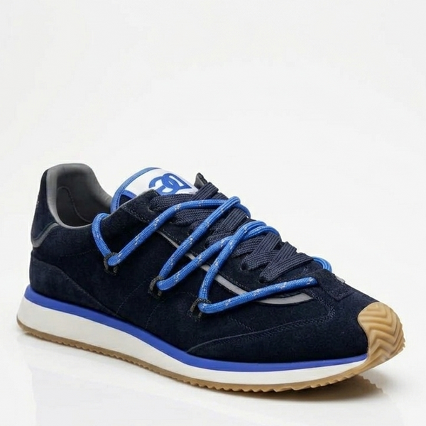 Luxury Navy Blue Designer Lace-Up Sneakers