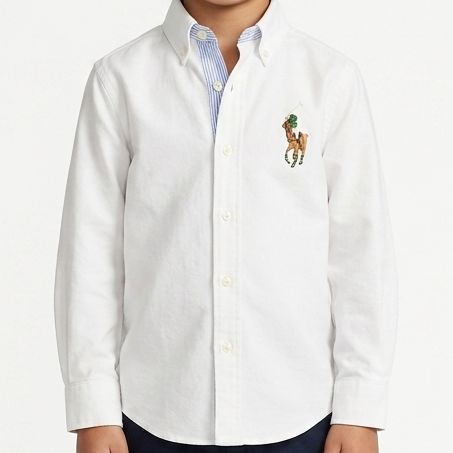 Kids Premium White  Shirt Classic Polo Style Button-Down