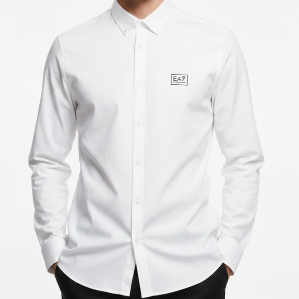 Men’s Solid White Formal Shirt with Premium Button Closure