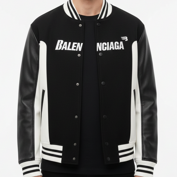 Men’s Premium Black & White Varsity Jacket – Classic Street Style