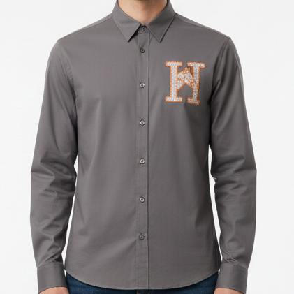 Premium  Designer Grey Shirt with Embroidered Iconic “H” Logo