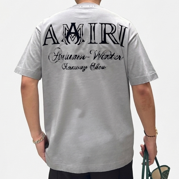 Men's Premium Grey Embroidered Brand Script Drop Shoulder T-shirt