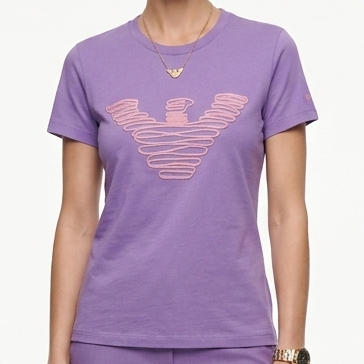 Stylish Purple Graphic Crew Neck T-Shirt for Women