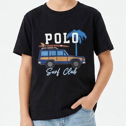 Stylish Kids Polo Surf Club Graphic T-Shirt  Classic Casual Wear