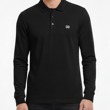 Classic Black Designer Polo Shirt Full Sleeve Everyday Style