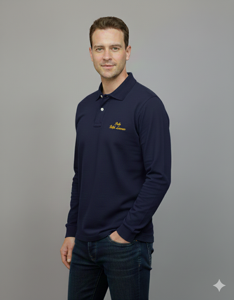 Premium Men Long-Sleeve Polo Shirt – Luxury, Comfort & Modern Fit