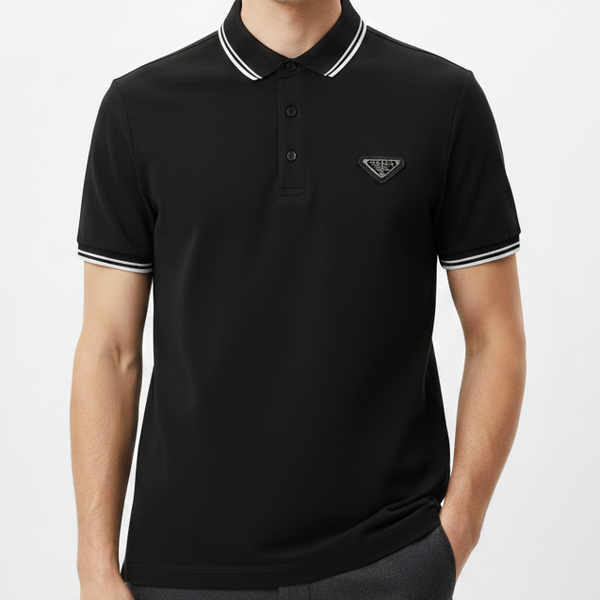 Luxury Classic Black Polo T-Shirt with Signature Logo