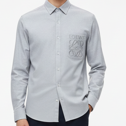 Luxury Classic Solid Shirt with Elegant Chest Logo