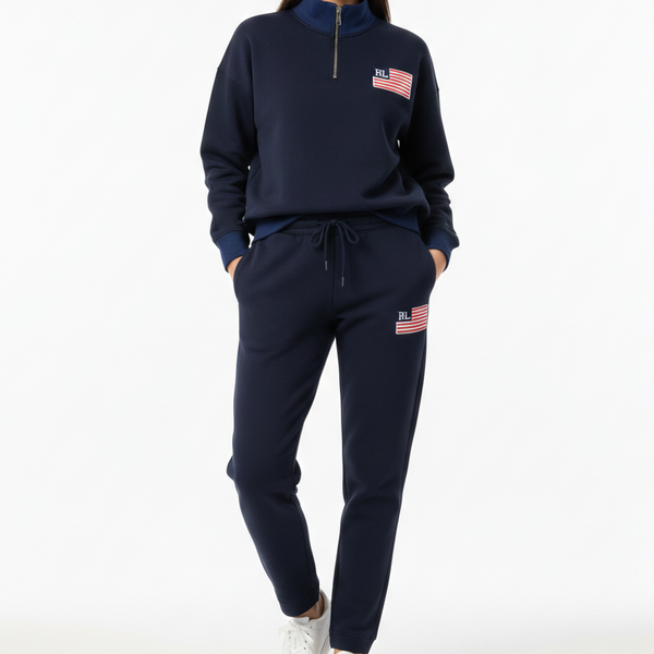 Navy Blue Premium Tracksuit Set with Logo Detail – Smart Casual Wear