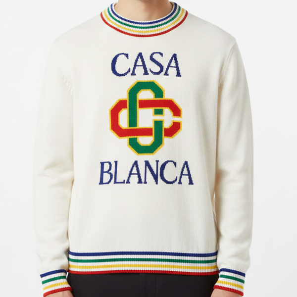 Imported Stacked Logo-Embroidered Pullover