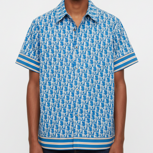 Premium Blue  Monogram Designer Shirt for Men