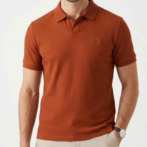 Men’s Premium Ribbed Polo T-Shirt Elegant Luxury Casual Polo