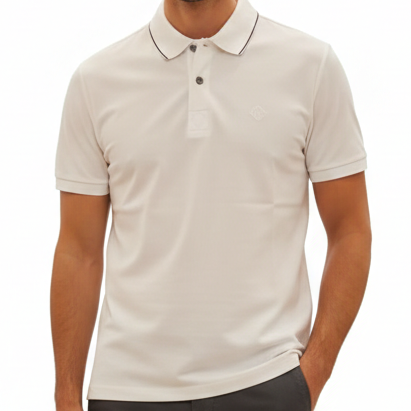 Men’s Premium White Polo T-Shirt Minimal Design with Contrast Collar