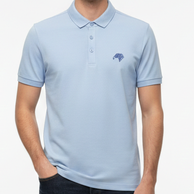 Men’s Premium Light Blue Polo T-Shirt with Signature Logo