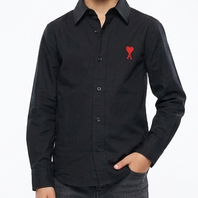 Premium Kids Black Shirt with Red Heart Logo