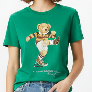Women Polo Bear Graphic T-Shirt Sporty Icon Style