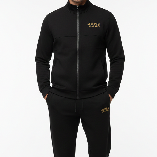 Classic Black Tracksuit Set – Zip Jacket & Jogger Pants
