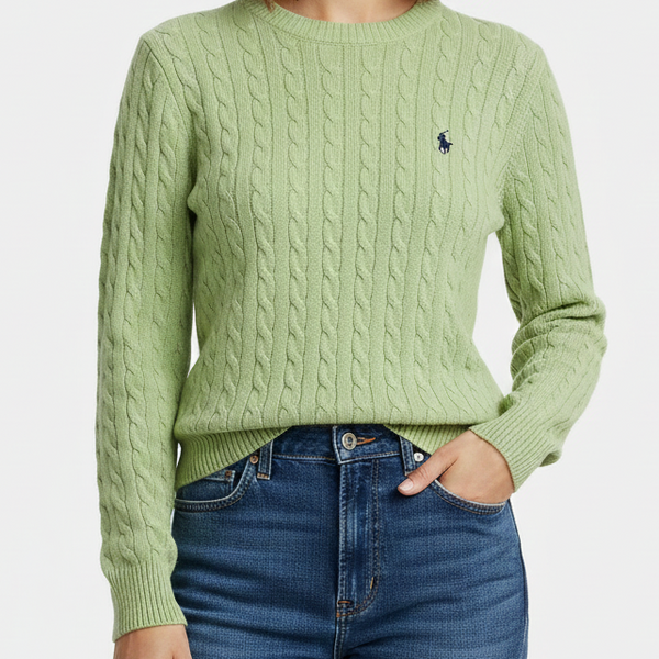 Branded Men’s Classic Green Cable Knit Sweater