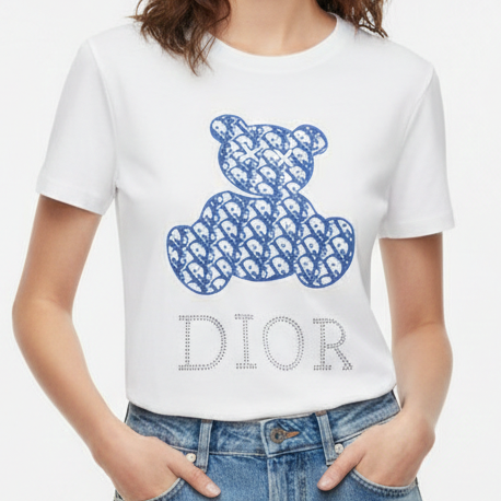Women’s Premium Printed Teddy Bear White T-Shirt