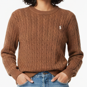 Branded  Elegant  Men’s Classic Brown Cable Knit Pullover