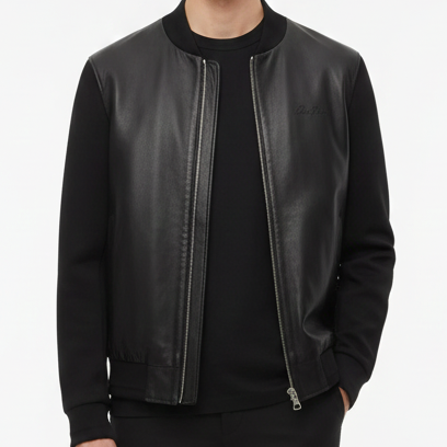 Luxury imported Brand  Classic Leather Bomber Jacket