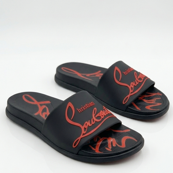 Luxury Black & Red Signature Comfort Slide Slippers