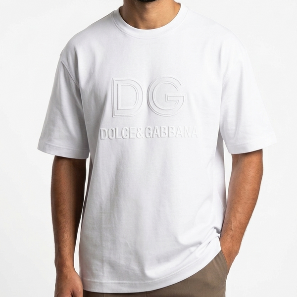 Exclusive White Embroidered  Logo Oversize T-Shirt
