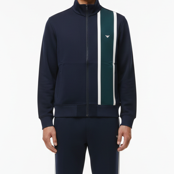 Men’s Navy Blue Luxury Tracksuit Set  Zip Jacket & Jogger Pants