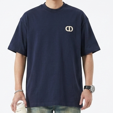 Stylish Branded  Oversized Blue T-Shirt with Minimal Front Logo