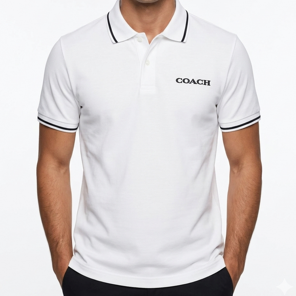 Exclusive  White  Polo Shirt With Contrast Collar Premium Elegant Casual Wear