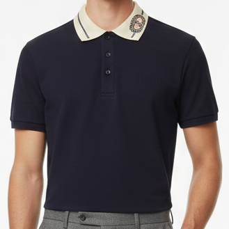 Premium Navy Polo Shirt with Signature Collar Detail Luxury Style