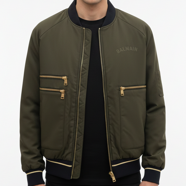 Men’s Premium Bomber Jacket with Luxury Back Logo – Stylish & Warm