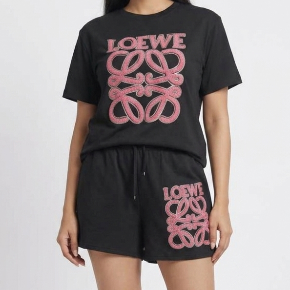 Premium Black Printed Co-Ord Set for Women T-Shirt & Shorts Lounge Wear