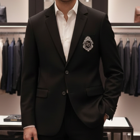 Luxury Brand Black Royal Crest Blazer