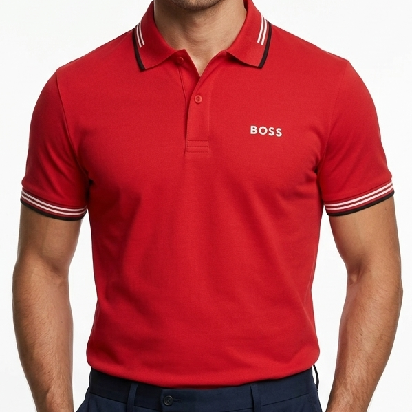 Premium Red Polo T-Shirt with Signature Logo Smart Casual Style