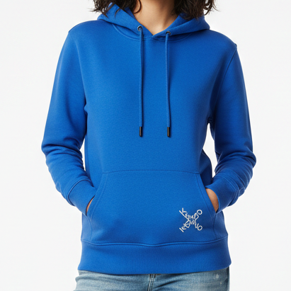 Elegant Classic Bold Blue Logo Hoodie
