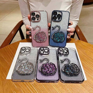 Swan Glitter Bling Camera Lens Protection TPU Case for 11, 12, 13, 14 & 15 Series