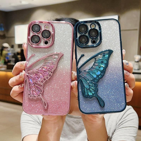 Butterfly Glitter Bling Camera Lens Protection TPU Case for 11, 12, 13, 14 & 15 Series